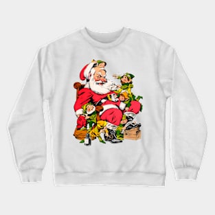 Santa's helper elves prepare him for the big night of Merry Christmas Retro Vintage Comic Crewneck Sweatshirt